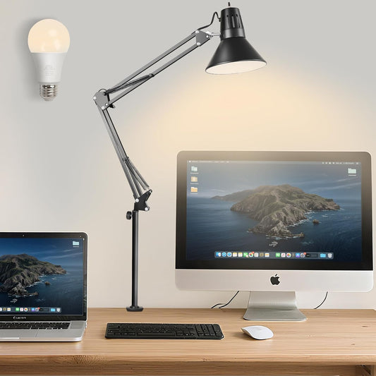 LED Clamp on Desk Lamp, 360°Adjustable Swing Arm Desk Lamp