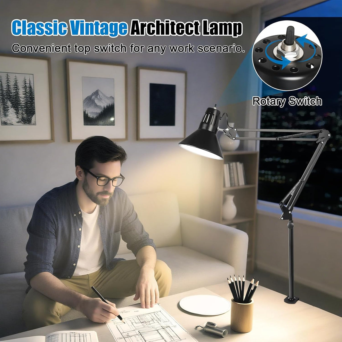 LED Clamp on Desk Lamp, 360°Adjustable Swing Arm Desk Lamp