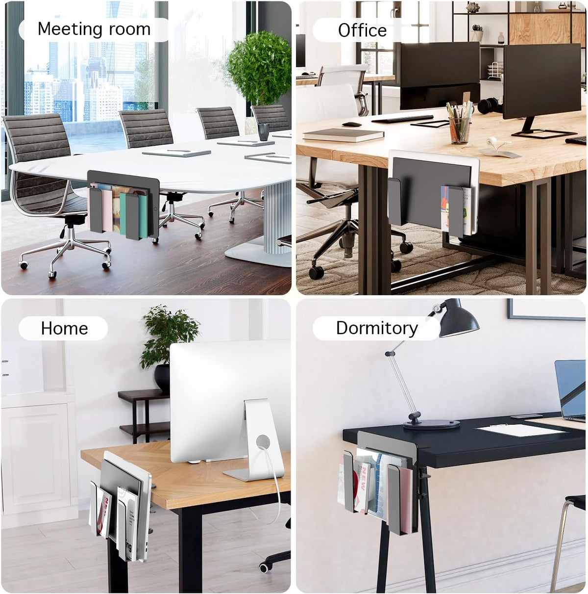 Adjustable Side Laptop Mount, No Drill Desk Storage Organizer, Metal Hanging Notebooks Holder, Punch-Free Clamp for MacBook Pro, Documents With Anti-Scratch Silicone