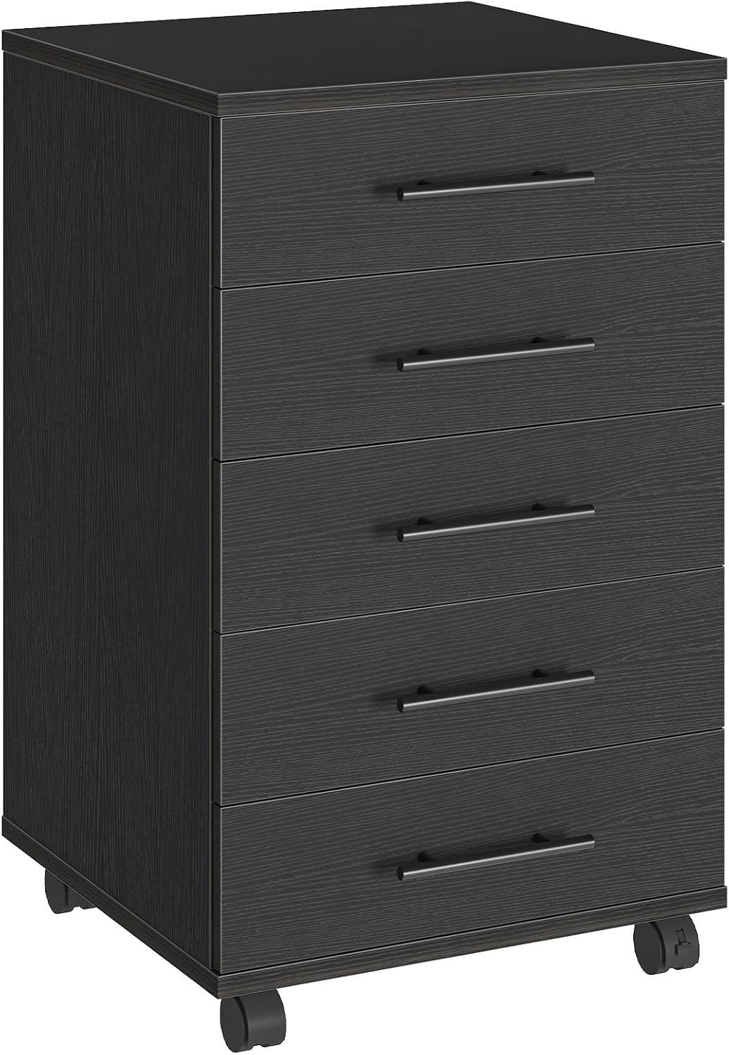 5-Drawer File Cabinet, Office Filing Cabinet with Drawers, Wooden Mobile Storage Cabinet with Wheels, for Makeup, Home Office, Easy Assembly, Rustic Brown BF05WJ01G1