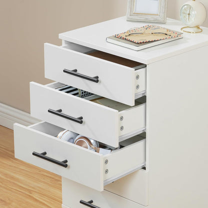 5-Drawer File Cabinet, Office Filing Cabinet with Drawers, Wooden Mobile Storage Cabinet with Wheels, for Makeup, Home Office, Easy Assembly, Rustic Brown BF05WJ01G1