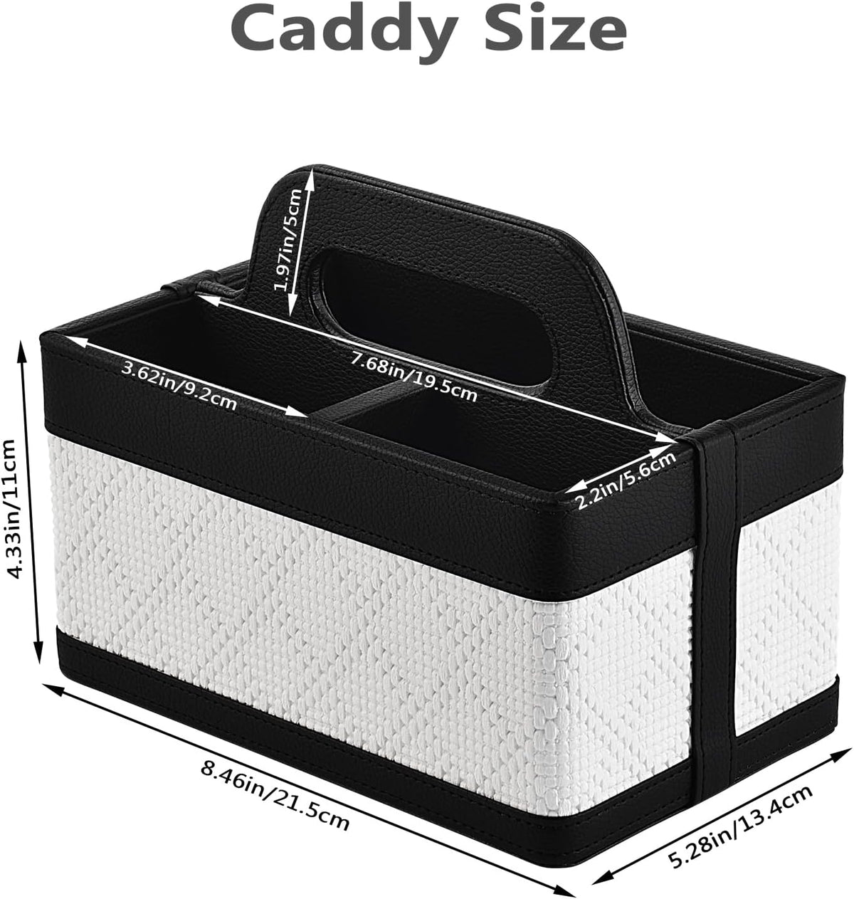 Desk Organizer Caddy with Handle-Portable PU Leather Remote Control Holder-Nightstand Dresser Tote Storage for Sunglasses,Comb,Small iPad,Pen,Heater Controllers,Cosmetics and Office Supplies