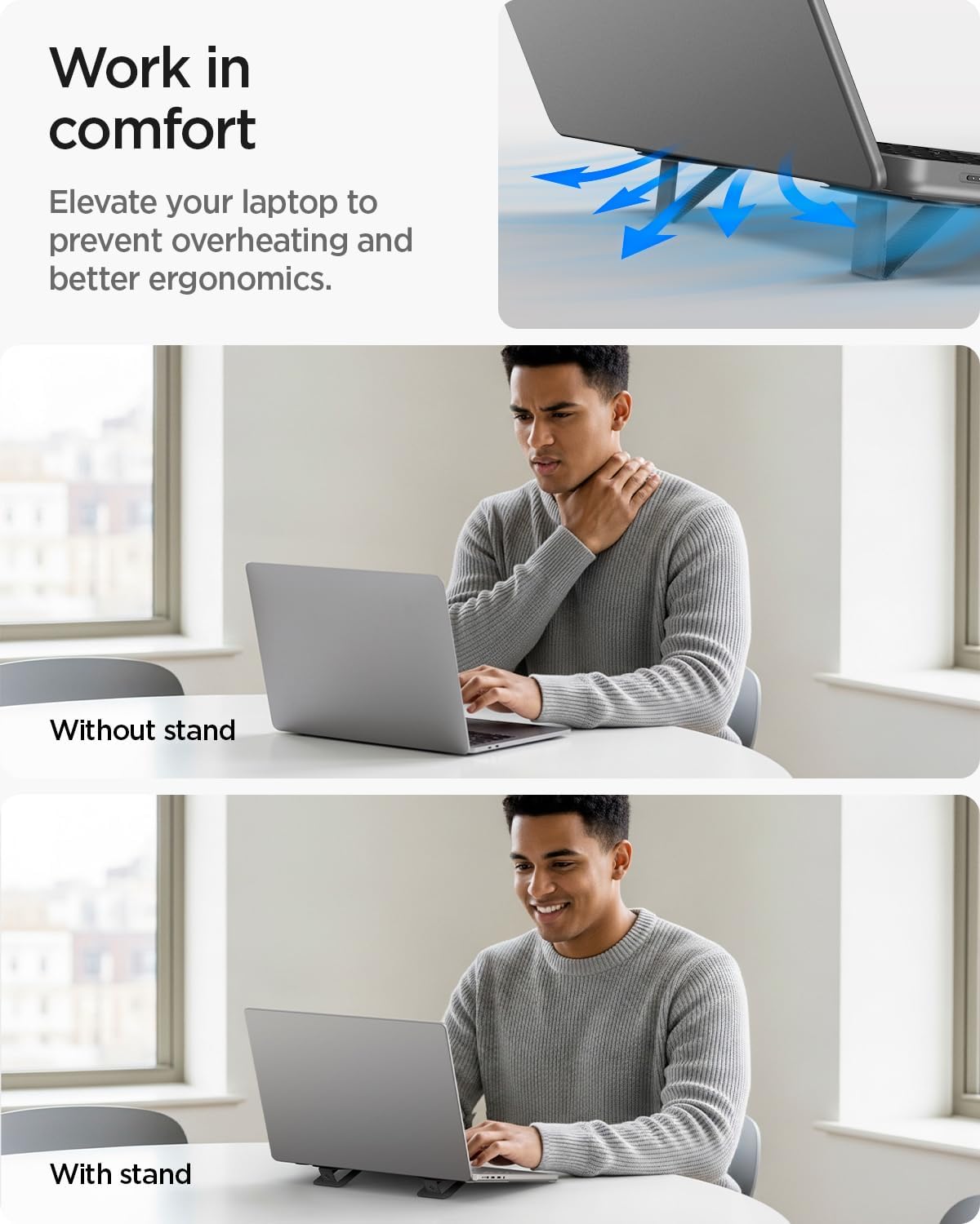 Slim Fold Portable Laptop Stand Keyboard Riser Foldable Portable