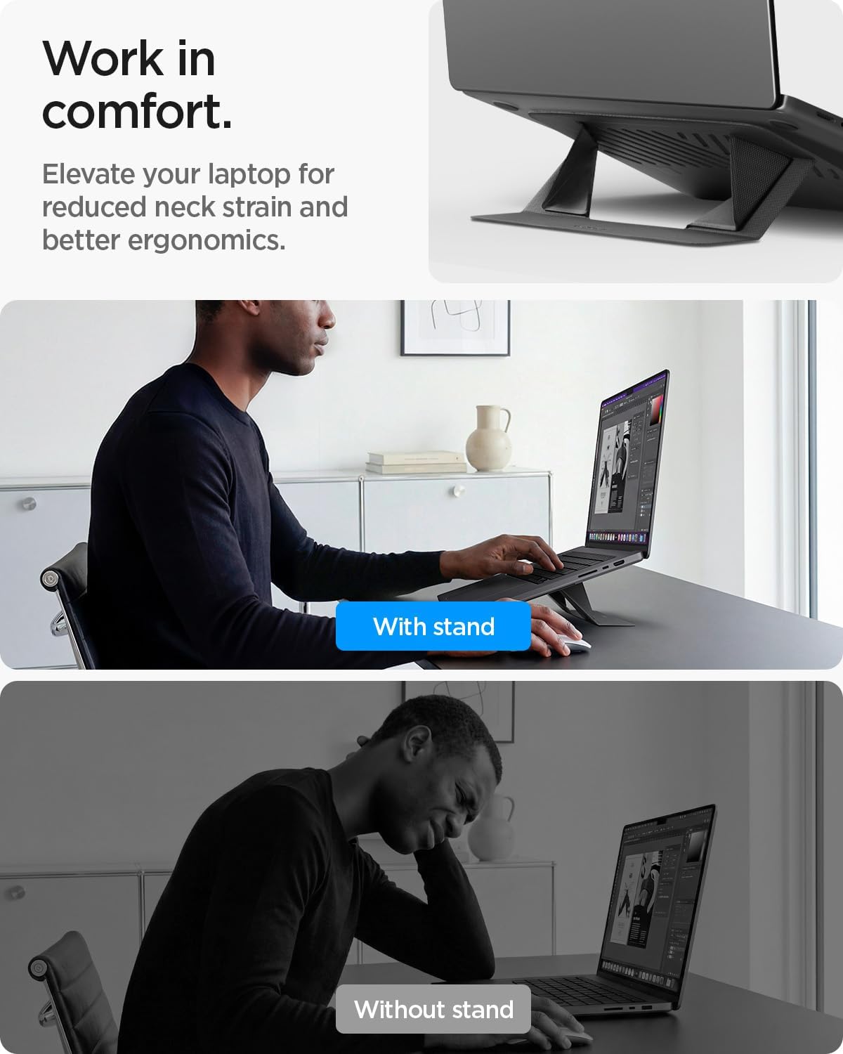 Slim Fold Portable Laptop Stand Keyboard Riser Foldable Portable