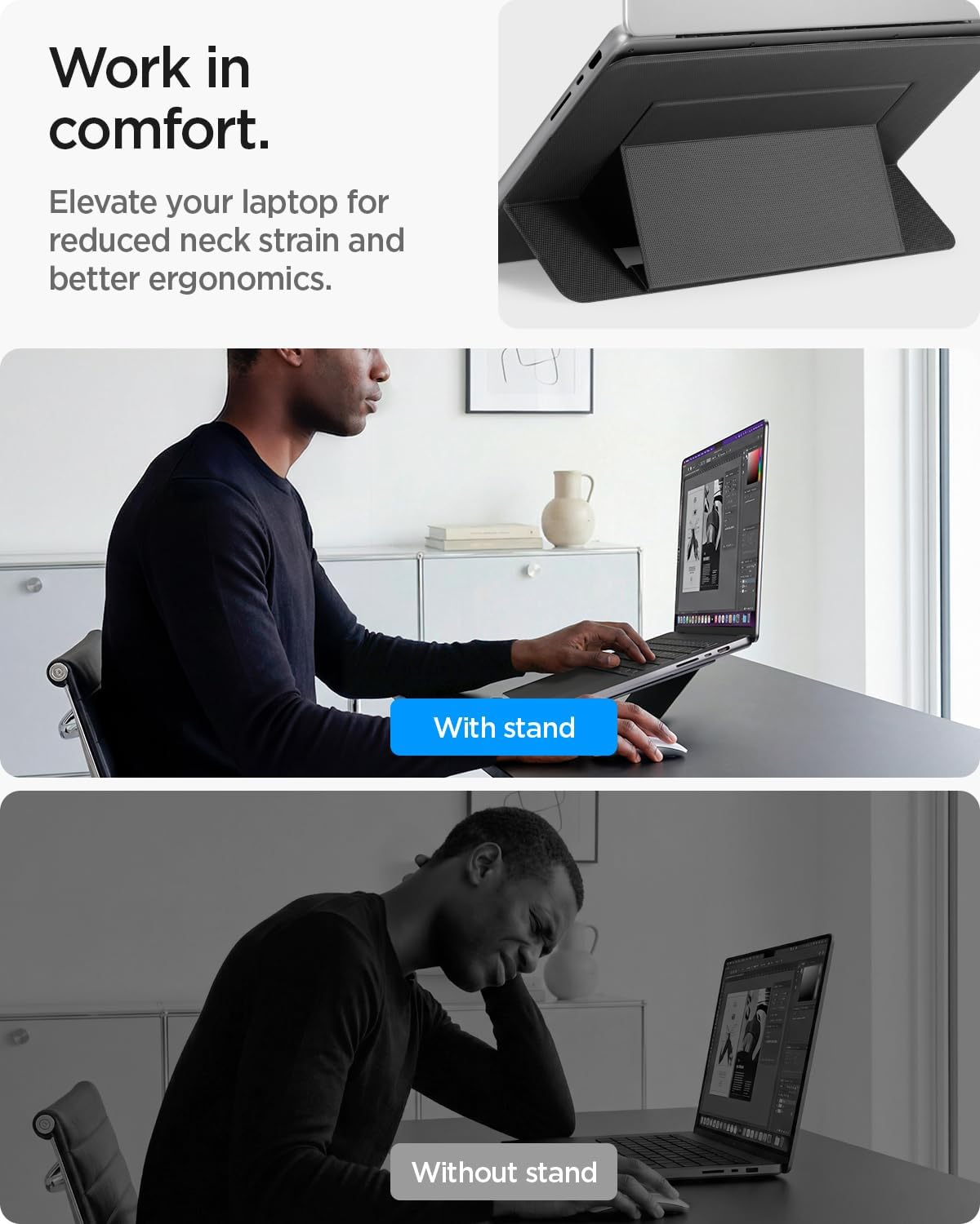 Slim Fold Portable Laptop Stand Keyboard Riser Foldable Portable