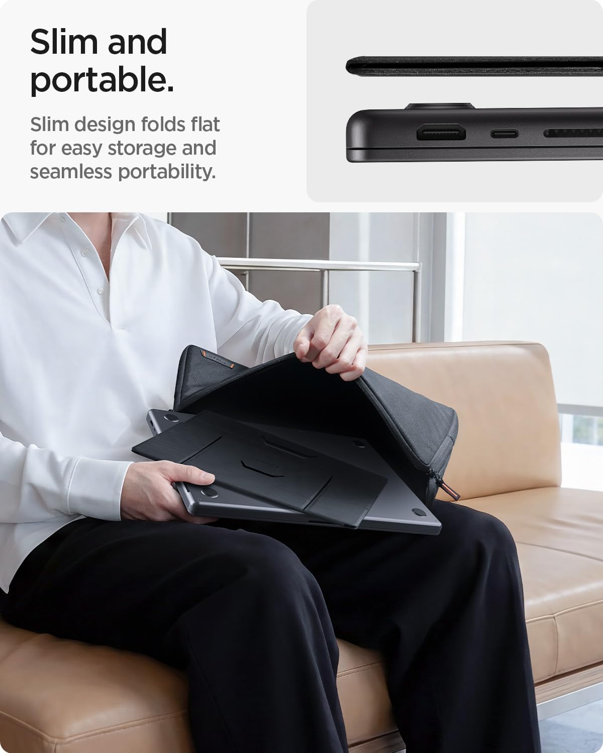 Slim Fold Portable Laptop Stand Keyboard Riser Foldable Portable