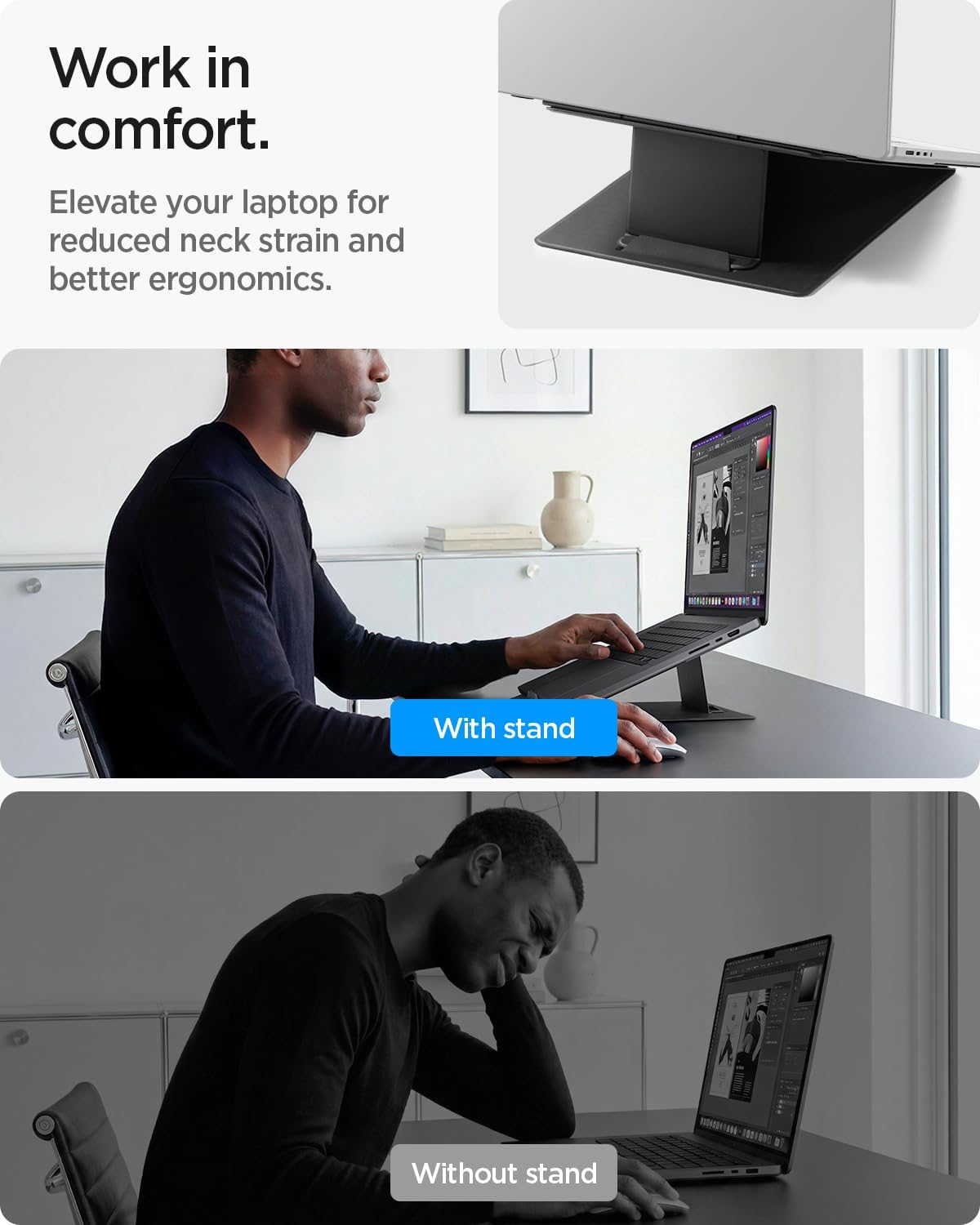 Slim Fold Portable Laptop Stand Keyboard Riser Foldable Portable