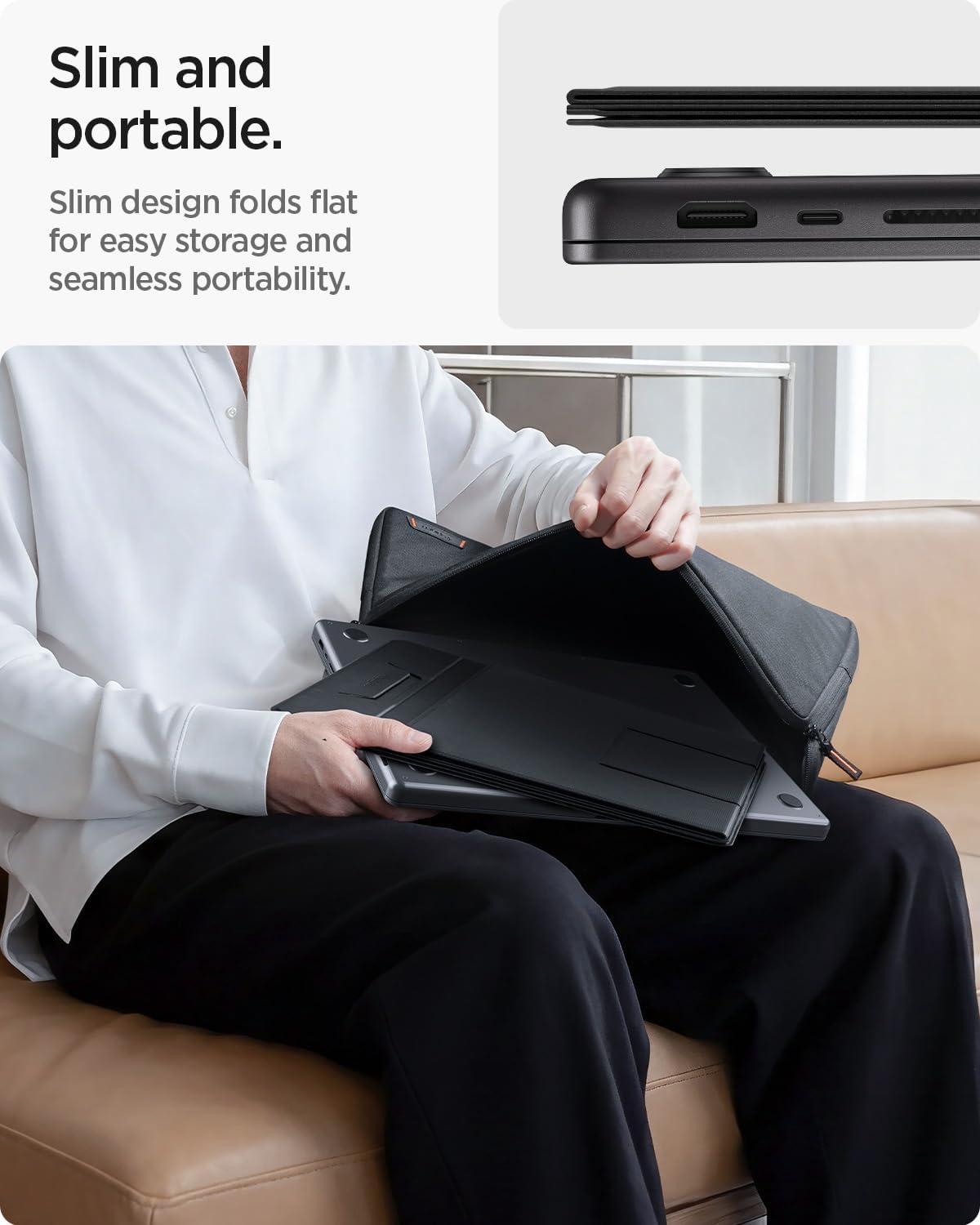 Slim Fold Portable Laptop Stand Keyboard Riser Foldable Portable