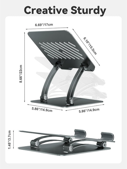 Tablet Holder Stand, Dual Rod Adjustable Aluminum Desktop Stand, Compatible with 4.7-16.9" iPads, Surface Tablets, Portable Monitors, Kindle & More (Gray)
