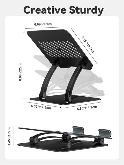 Tablet Holder Stand, Dual Rod Adjustable Aluminum Desktop Stand, Compatible with 4.7-16.9" iPads, Surface Tablets, Portable Monitors, Kindle & More (Gray)