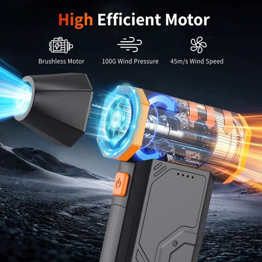 Compressed Air Duster,110000RPM Super Power Cordless Electric Air Duster,Rechargeable Brushless Motor Blower,3-Gear Adjustable Turbo Fan Duster Blower for Computer,Car,Outdoor and House