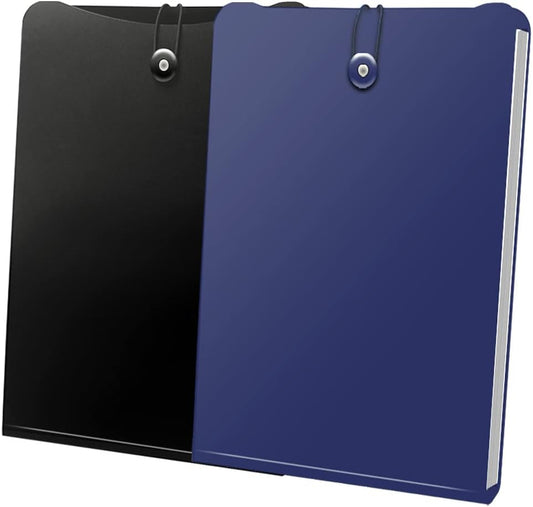 Credibility Accordion File Folder Organizer, 2 Packs Vertical Expanding According Plastic File Folder Bag with 7 Pocket and Labels for A4 Letter Size Paper Document, Bungee Closure, 13.78” x 9.84''