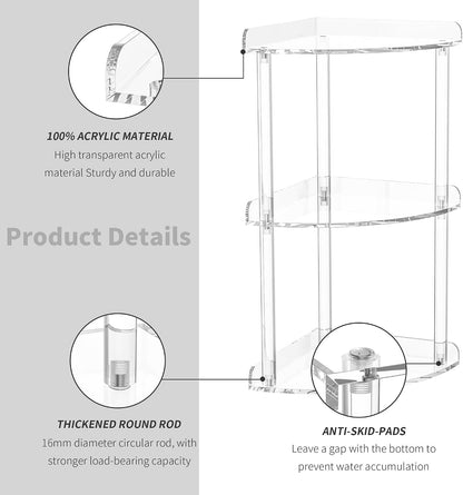 2 Tier Acrylic Corner Shelf Organizer Storage 9.5x9.5x8 Inch, Red Countertop Corner Shelf for Bathroom, Kitchen, Bedroom, Office, Study Room