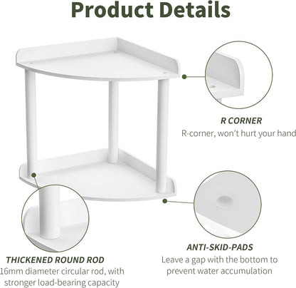 2 Tier Acrylic Corner Shelf Organizer Storage 9.5x9.5x8 Inch, Red Countertop Corner Shelf for Bathroom, Kitchen, Bedroom, Office, Study Room