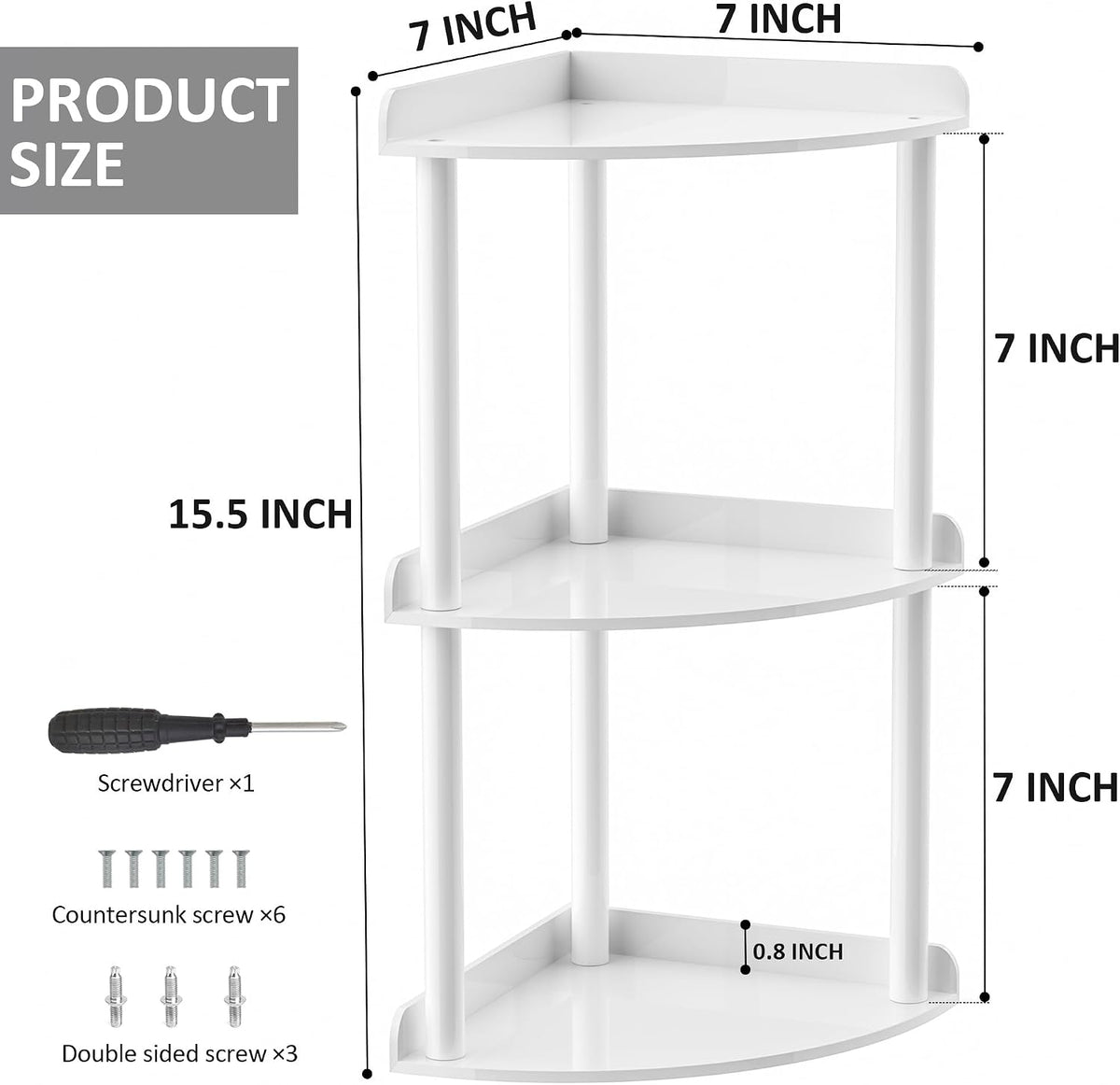 2 Tier Acrylic Corner Shelf Organizer Storage 9.5x9.5x8 Inch, Red Countertop Corner Shelf for Bathroom, Kitchen, Bedroom, Office, Study Room