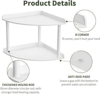 2 Tier Acrylic Corner Shelf Organizer Storage 9.5x9.5x8 Inch, Red Countertop Corner Shelf for Bathroom, Kitchen, Bedroom, Office, Study Room