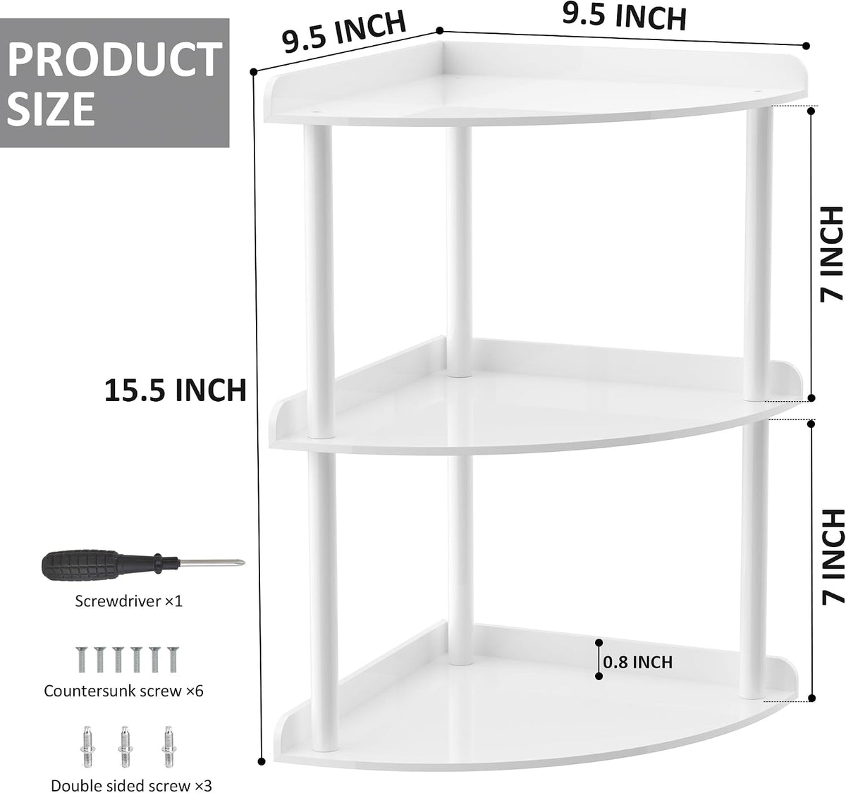 2 Tier Acrylic Corner Shelf Organizer Storage 9.5x9.5x8 Inch, Red Countertop Corner Shelf for Bathroom, Kitchen, Bedroom, Office, Study Room