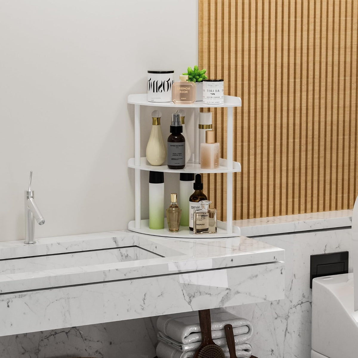 2 Tier Acrylic Corner Shelf Organizer Storage 9.5x9.5x8 Inch, Red Countertop Corner Shelf for Bathroom, Kitchen, Bedroom, Office, Study Room