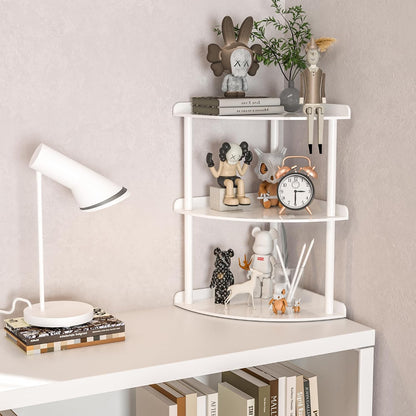 2 Tier Acrylic Corner Shelf Organizer Storage 9.5x9.5x8 Inch, Red Countertop Corner Shelf for Bathroom, Kitchen, Bedroom, Office, Study Room