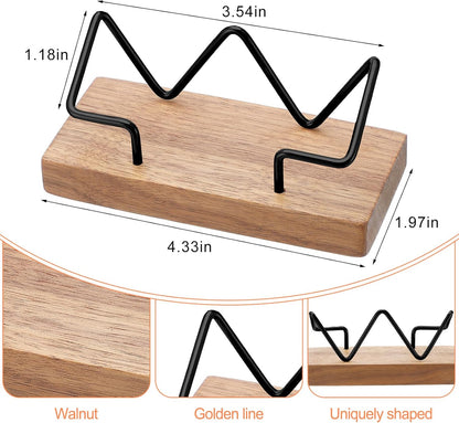 2 Pieces Wood Business Card Holder for Desk,Light Wood Color, Black