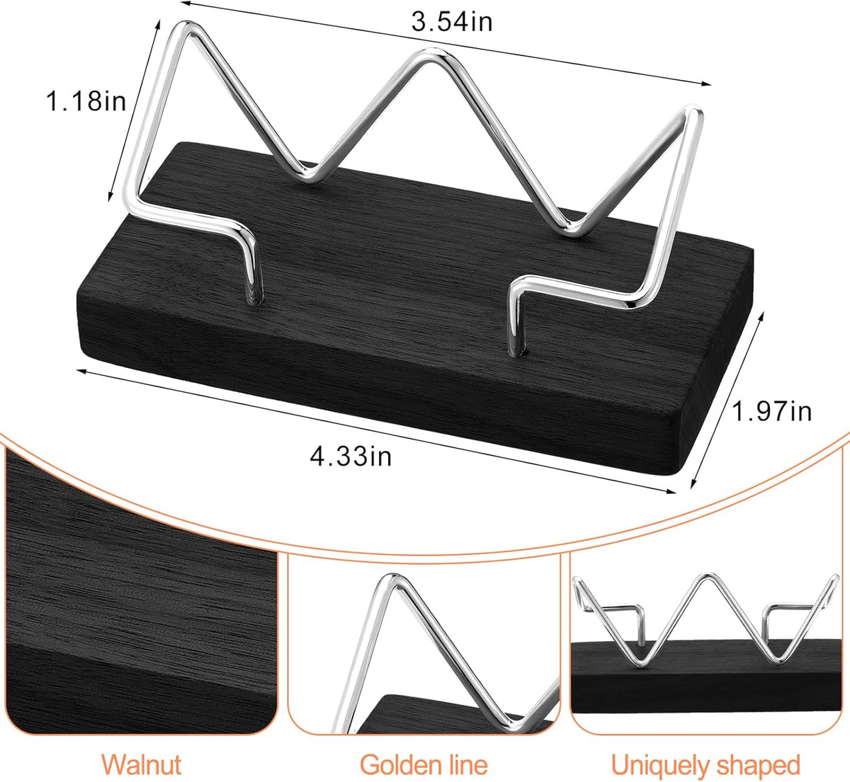2 Pieces Wood Business Card Holder for Desk,Light Wood Color, Black