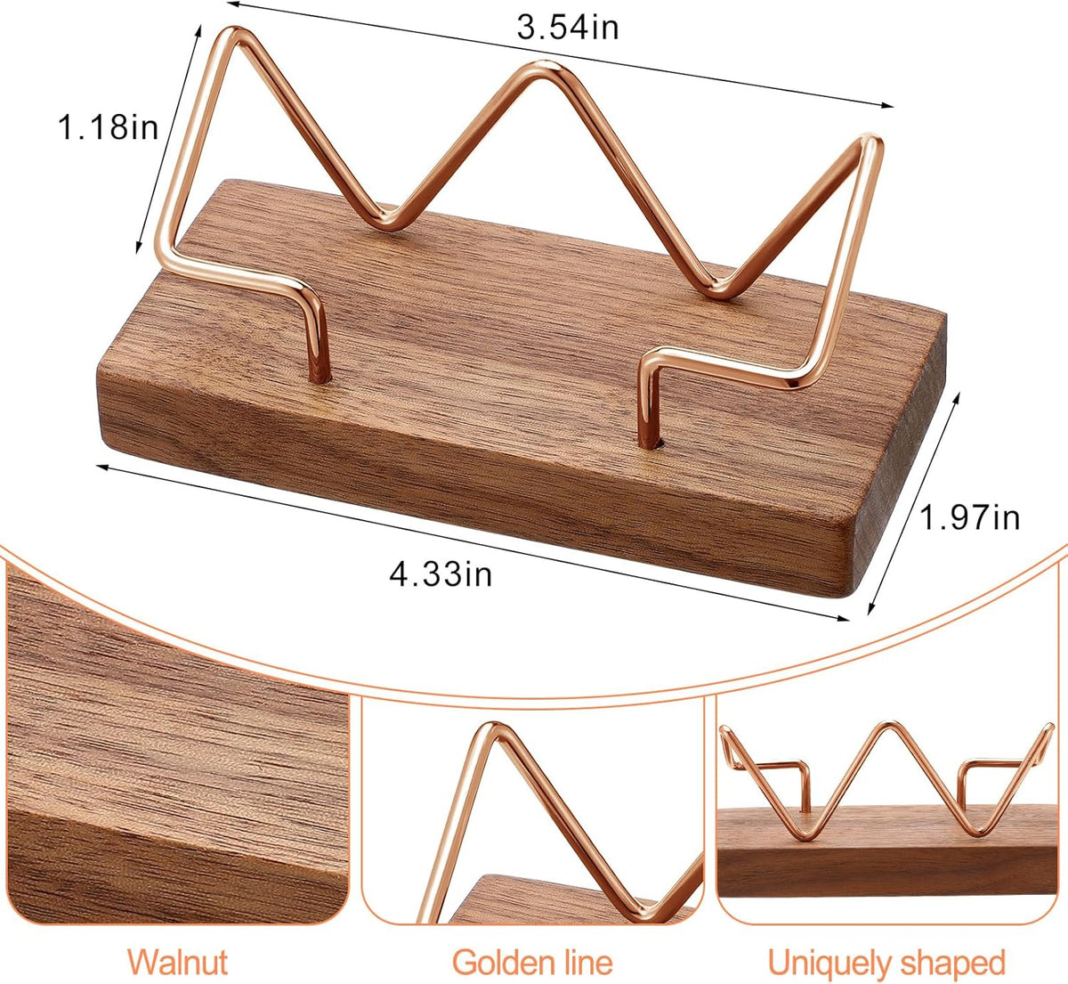 2 Pieces Wood Business Card Holder for Desk,Light Wood Color, Black