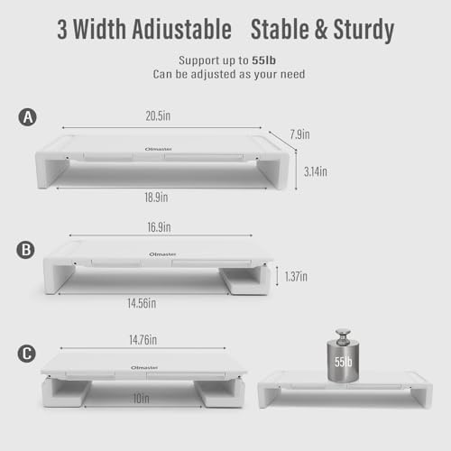 Adjustable Monitor Riser with Drawer & Phone Holder, Foldable Desk Stand
