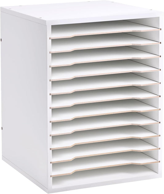 12 Slot 8.5" x 11" Paper Organizer Storage Paper Storage Shelf