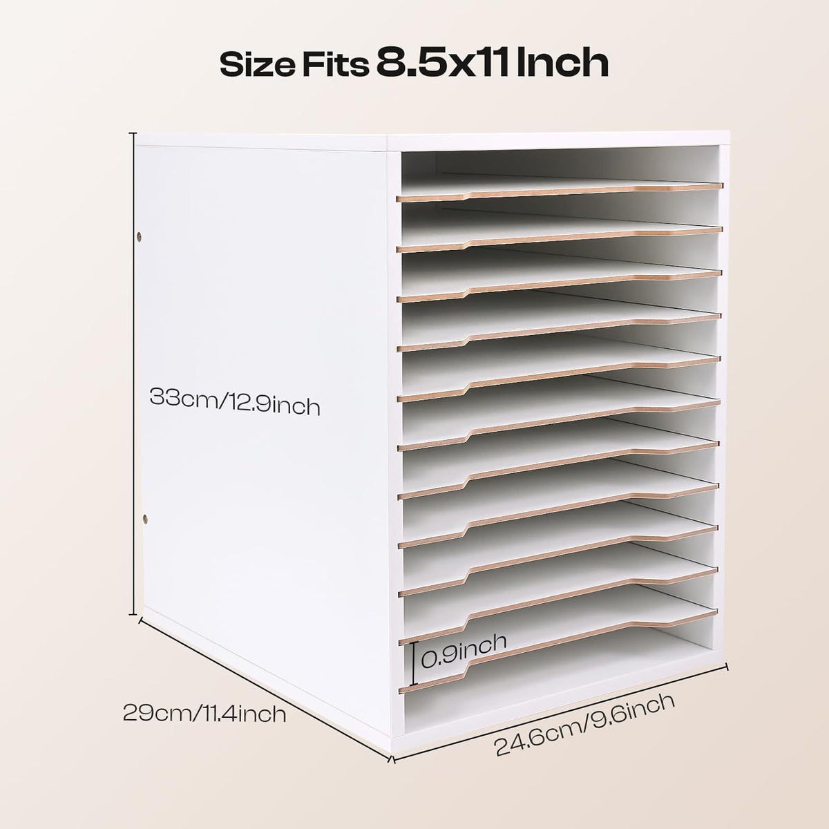 12 Slot 8.5" x 11" Paper Organizer Storage Paper Storage Shelf