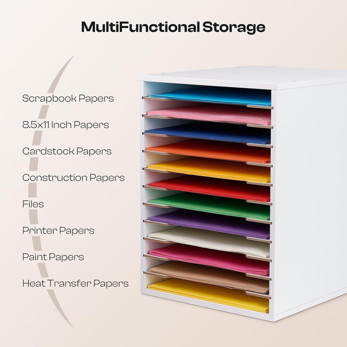 12 Slot 8.5" x 11" Paper Organizer Storage Paper Storage Shelf
