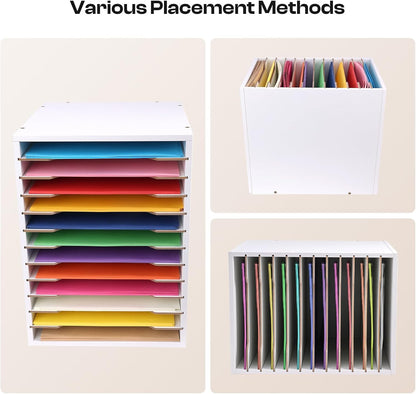 12 Slot 8.5" x 11" Paper Organizer Storage Paper Storage Shelf