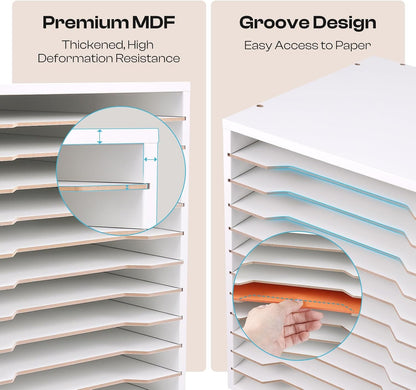 12 Slot 8.5" x 11" Paper Organizer Storage Paper Storage Shelf