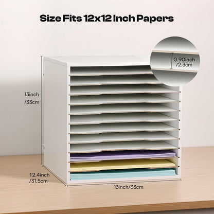 12 Slot 8.5" x 11" Paper Organizer Storage Paper Storage Shelf
