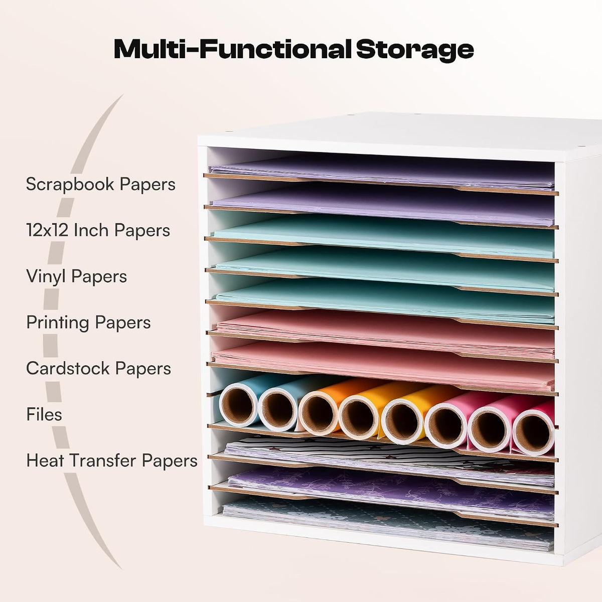 12 Slot 8.5" x 11" Paper Organizer Storage Paper Storage Shelf