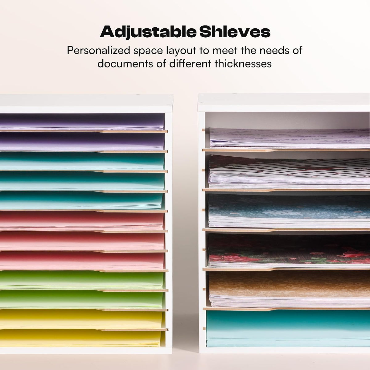 12 Slot 8.5" x 11" Paper Organizer Storage Paper Storage Shelf