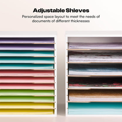 12 Slot 8.5" x 11" Paper Organizer Storage Paper Storage Shelf