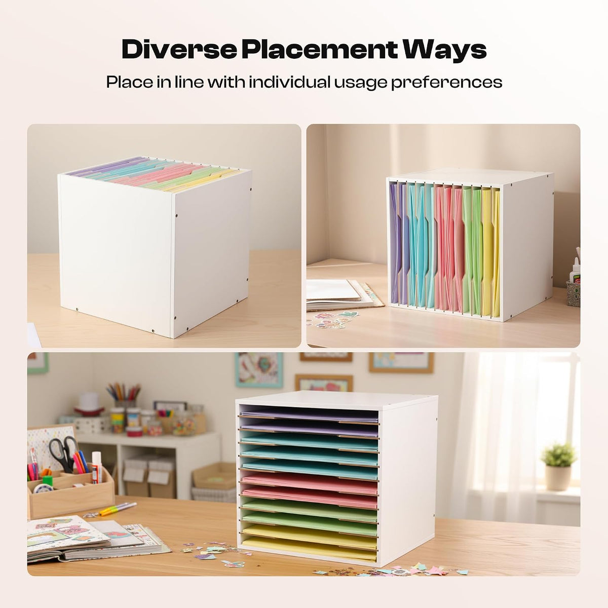 12 Slot 8.5" x 11" Paper Organizer Storage Paper Storage Shelf