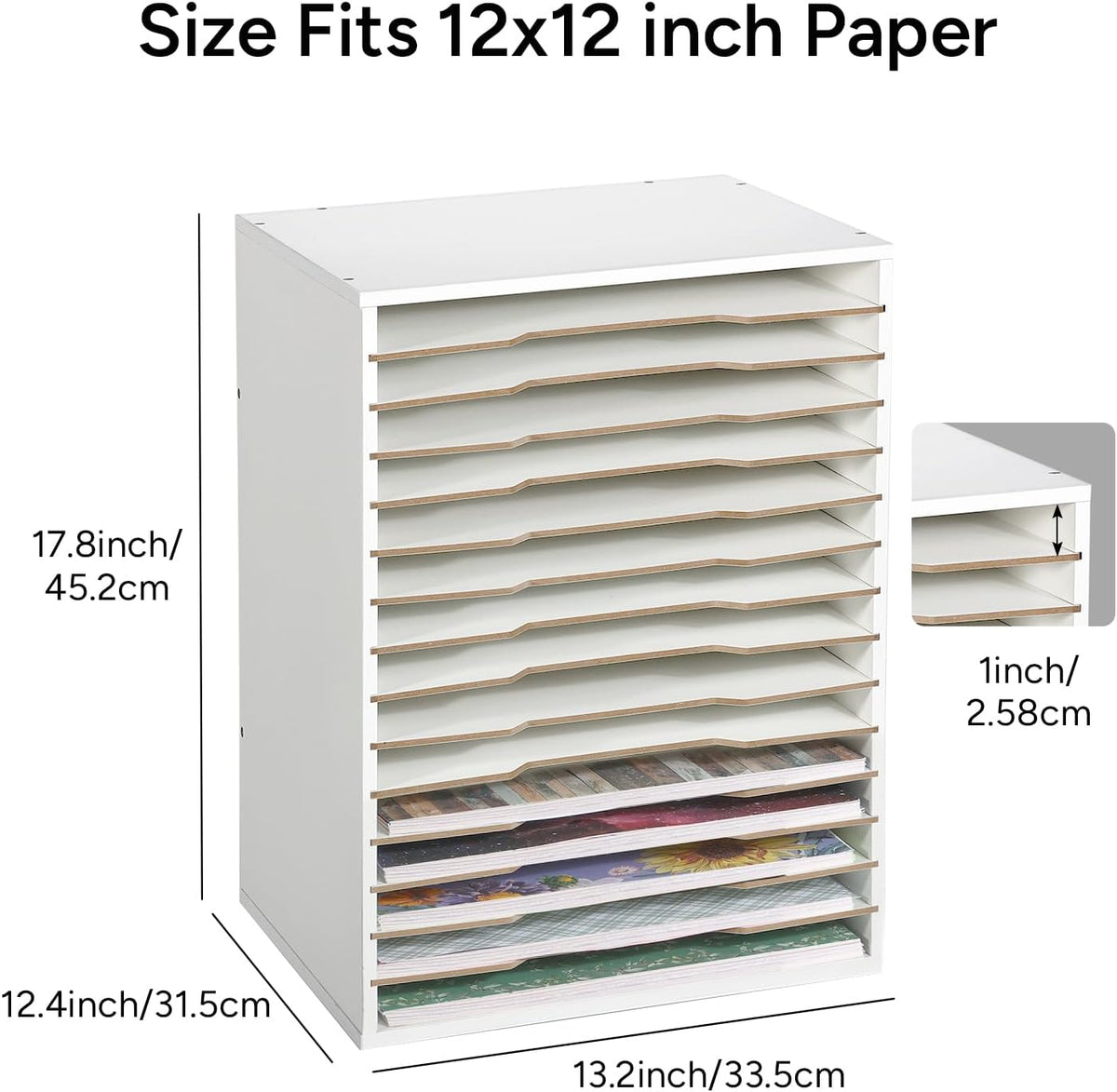12 Slot 8.5" x 11" Paper Organizer Storage Paper Storage Shelf