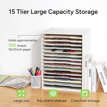 12 Slot 8.5" x 11" Paper Organizer Storage Paper Storage Shelf