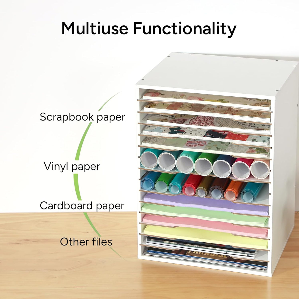 12 Slot 8.5" x 11" Paper Organizer Storage Paper Storage Shelf
