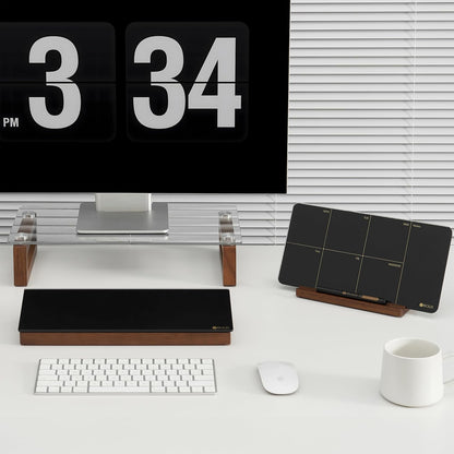 Glass Desktop Whiteboard with Wood Organizer for Small Office Accessories, Aesthetic Desk Dry Erase White Board with Drawer for Home Office Cubicle, Marker & Eraser Included