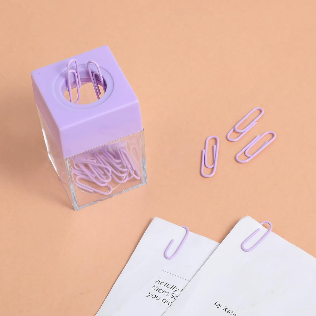 Purple Paper Clip Holder for Desk Paperclip Magnetic Holder Paperclip Dispenser Organizer Storage with Magnetic Top Purple Desk Accessories for School Office