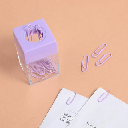 Purple Paper Clip Holder for Desk Paperclip Magnetic Holder Paperclip Dispenser Organizer Storage with Magnetic Top Purple Desk Accessories for School Office