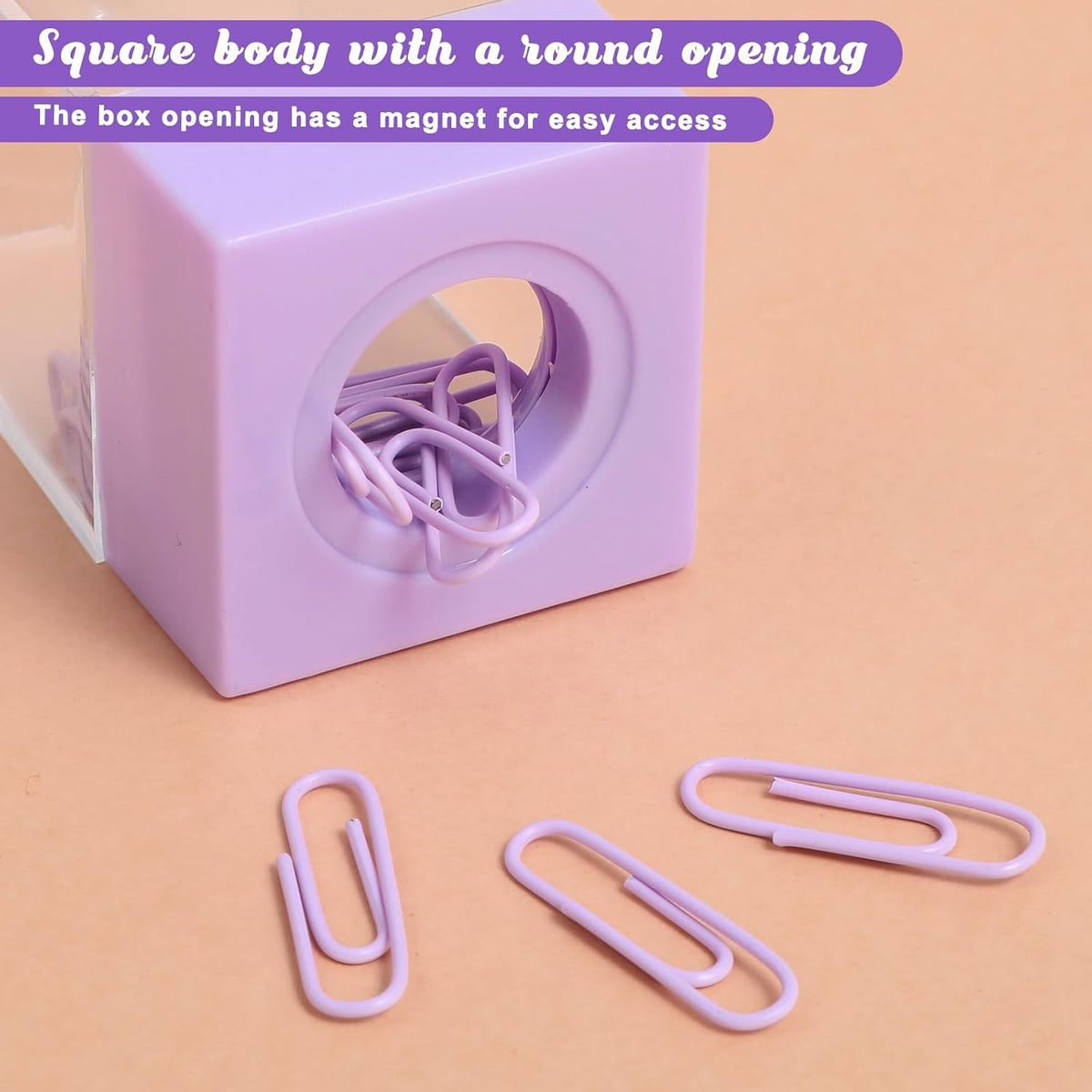 Purple Paper Clip Holder for Desk Paperclip Magnetic Holder Paperclip Dispenser Organizer Storage with Magnetic Top Purple Desk Accessories for School Office