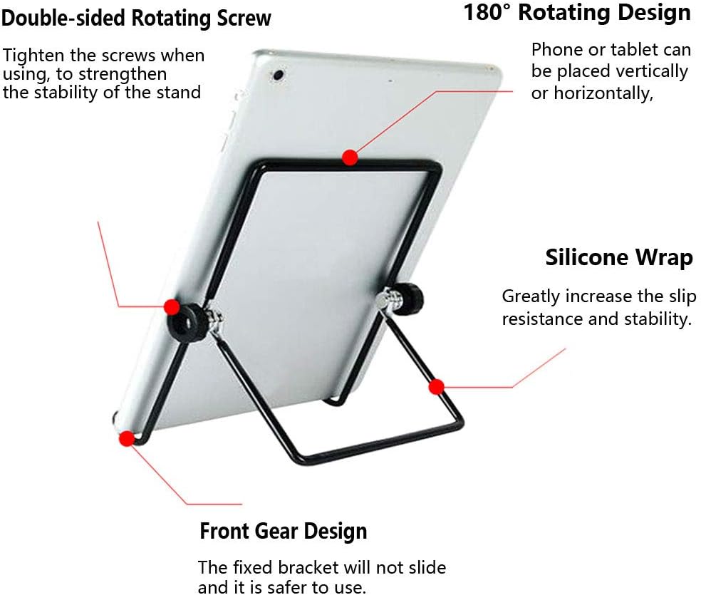 Adjustable Tablet Stand Holder, Non-Slip Foldable Holder Cradle Fit for 9-12.9" Tablets, iPad, Samsung and Kindle Fire, Display Stands Picture Frame Stand for Photos (Large Black)