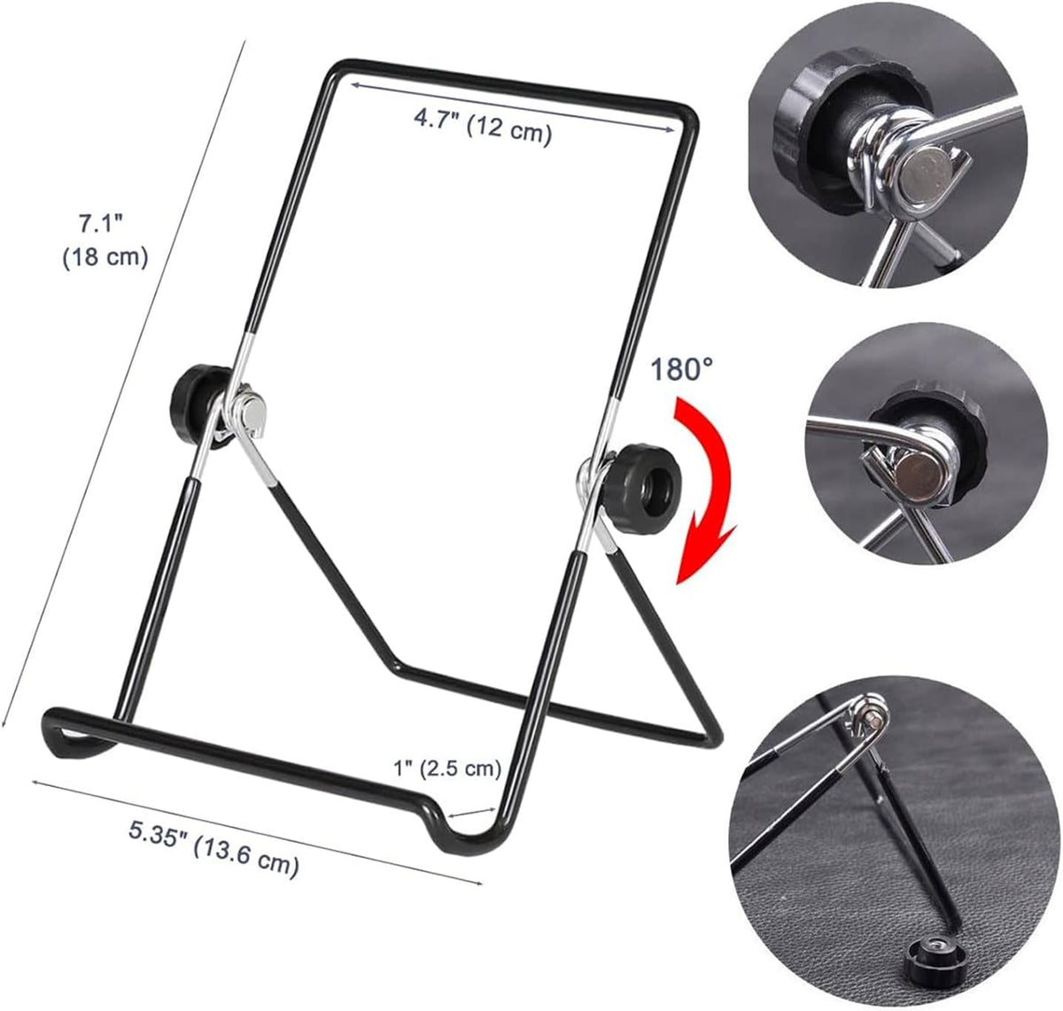 Adjustable Tablet Stand Holder, Non-Slip Foldable Holder Cradle Fit for 9-12.9" Tablets, iPad, Samsung and Kindle Fire, Display Stands Picture Frame Stand for Photos (Large Black)