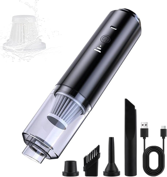 Computer Vacuum Cleaner Cordless, Strong Suction & Blowing 4-in-1 Handheld with Multi-Nozzles, Washable Filter - Rechargeable Mini Vac for Keyboard, Car, Desk, Pet Hair Cleaning
