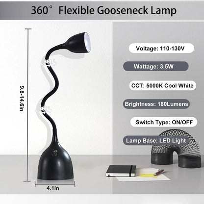 EJIAXIN Desk Lamp for Home Office, LED Reading Light, Black
