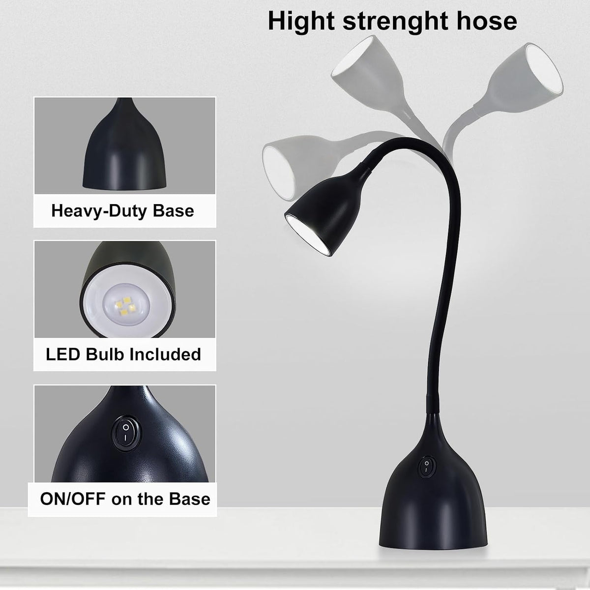 EJIAXIN Desk Lamp for Home Office, LED Reading Light, Black