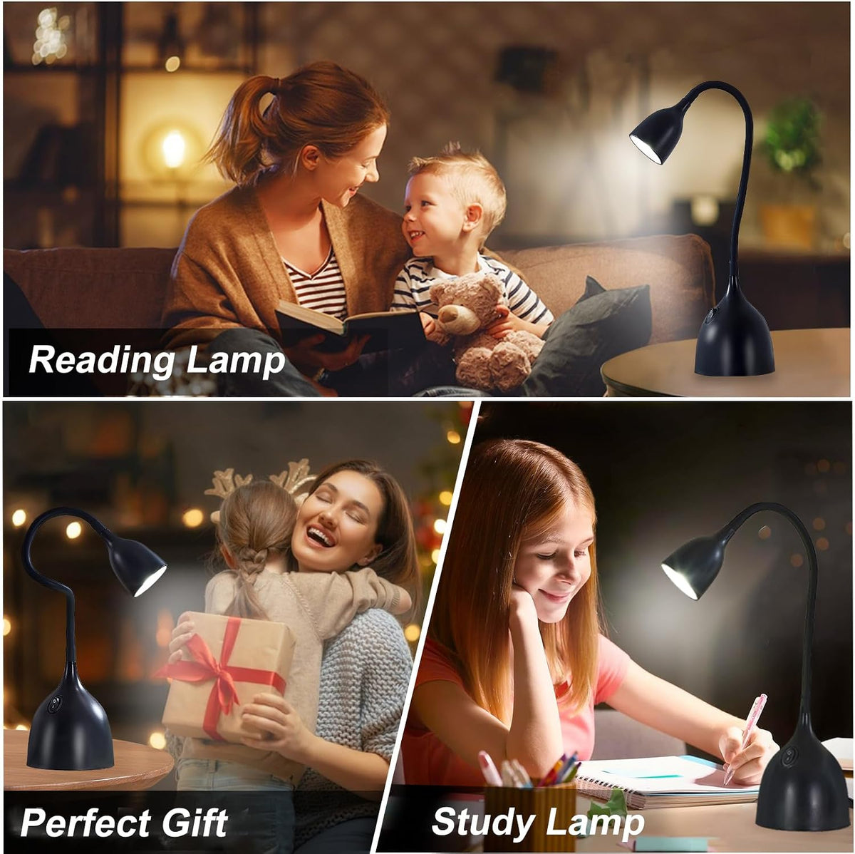 EJIAXIN Desk Lamp for Home Office, LED Reading Light, Black